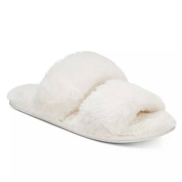 Lemon Women’s Two-Strap Faux-Fur Slide Slippers Sea Salt Size S/M 5/6 NEW! - Picture 5 of 6